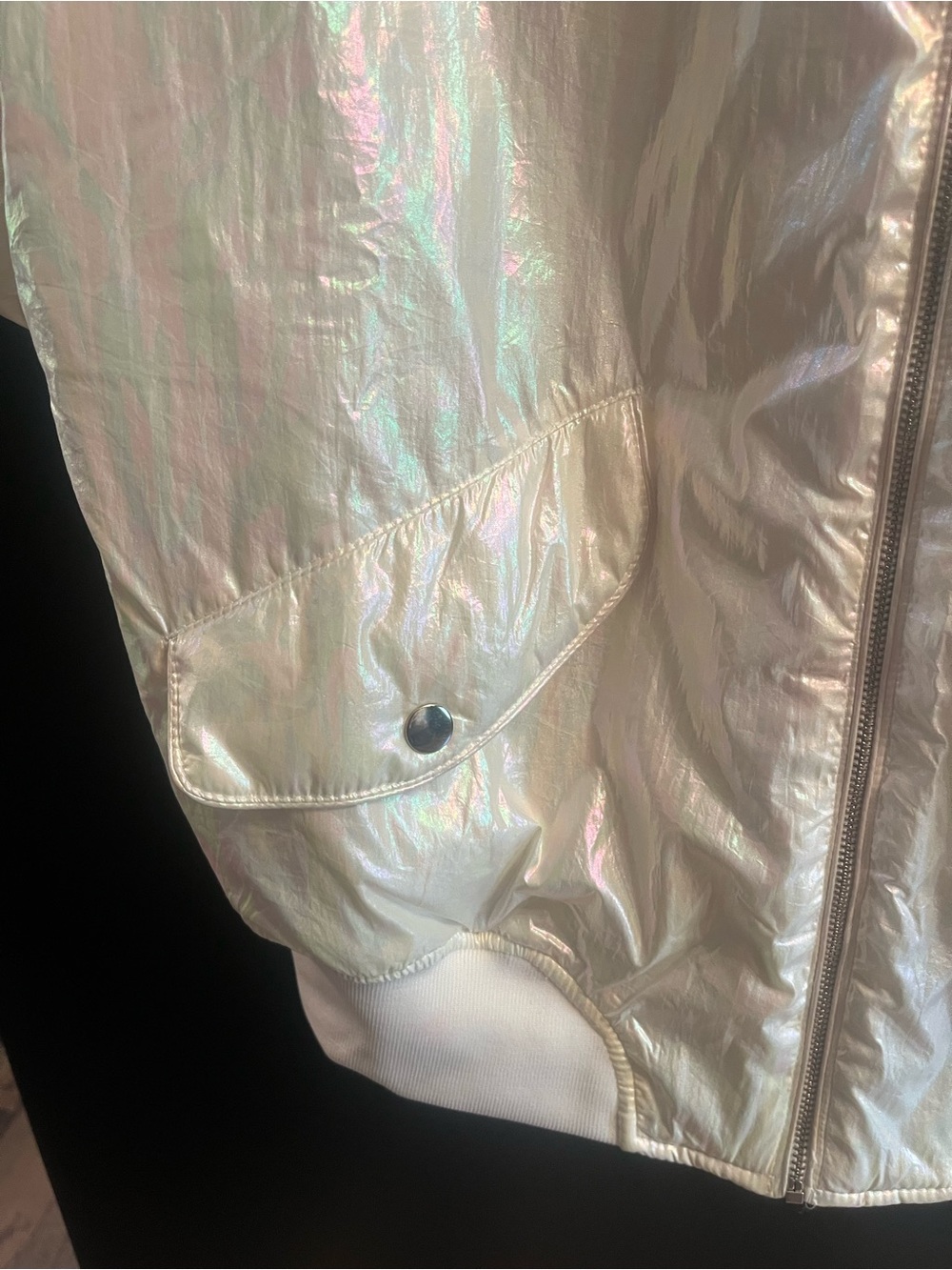 Fantastic Fawn Iridescent White Short-Sleeve Bomber Vest - Picture 2 of 4